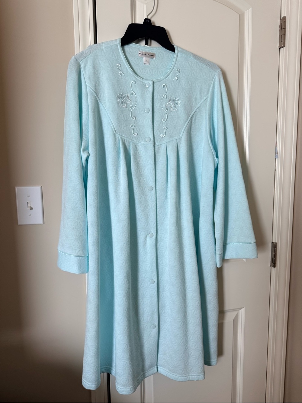 Miss Elaine Light Blue Embroidered Long Women's Robe